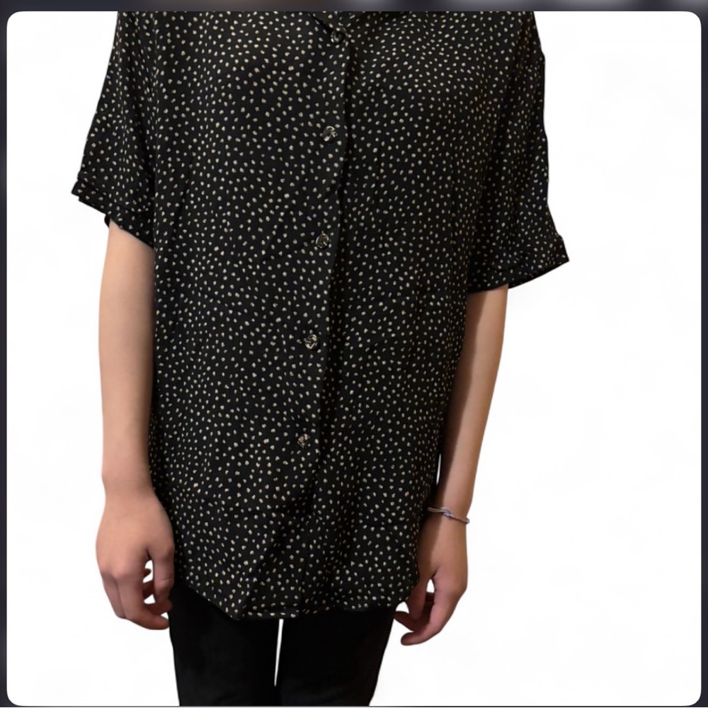 Jantzen Black and White Dotted Button Down Shirt